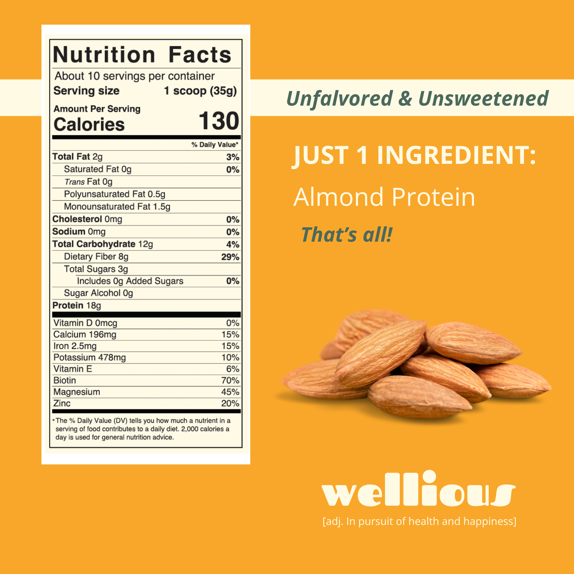 Wellious Protein Powder - Unflavored & Unsweetened