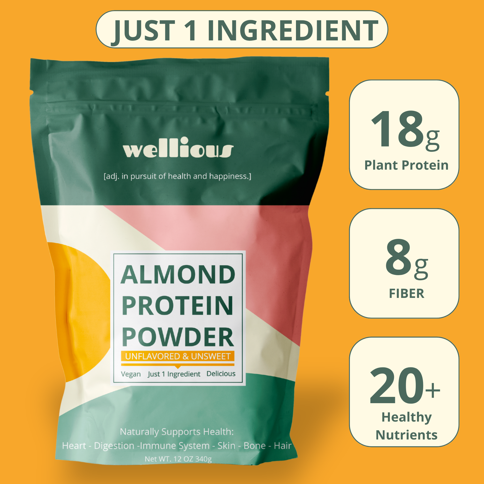 Wellious Protein Powder - Unflavored & Unsweetened
