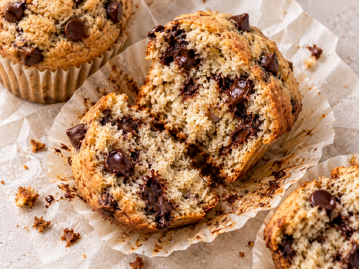 Banana Chocolate Chip Protein Muffins