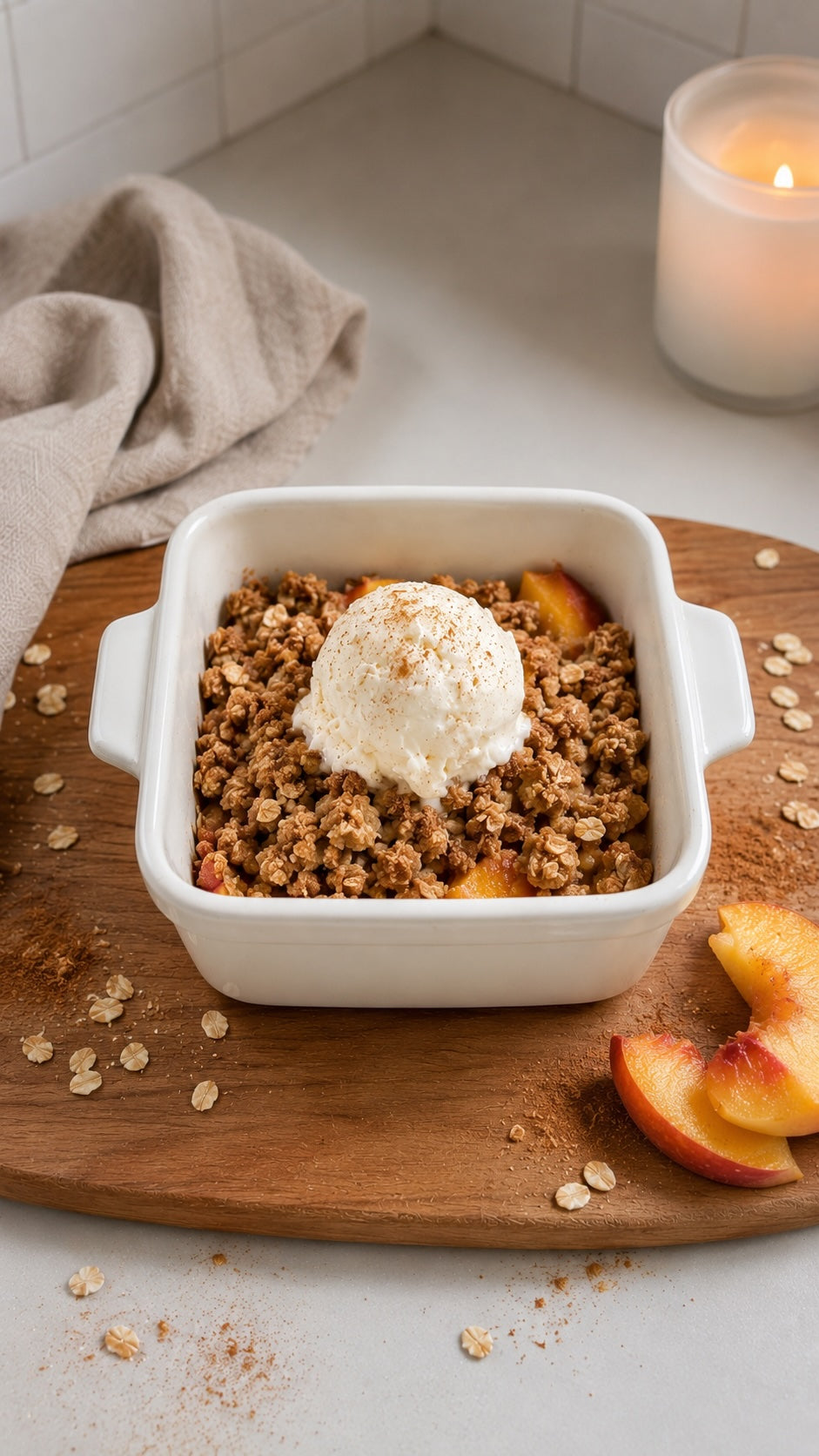 Single-Serve Protein Peach Crisp