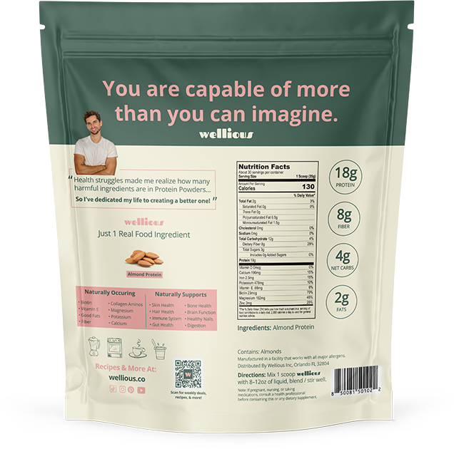 Unflavored & Unsweetened - Wellious Protein - 30 Scoops