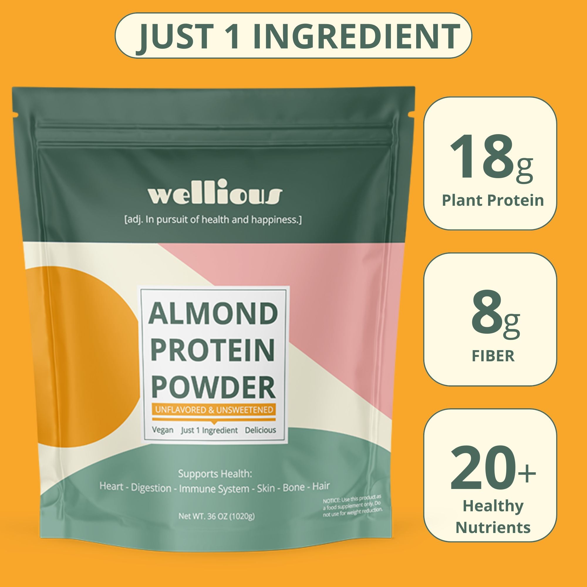 Unflavored & Unsweetened - Wellious Protein - 30 Scoops